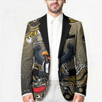 Personalized Magpies Football Mascot Blazer Aboriginal Dot Art Style Vibrant Indigenous Pattern Design