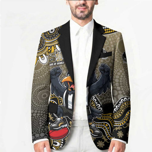 Personalized Magpies Football Mascot Blazer Aboriginal Dot Art Style Vibrant Indigenous Pattern Design