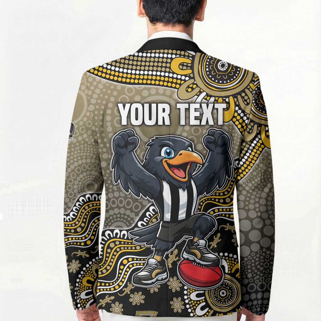 Personalized Magpies Football Mascot Blazer Aboriginal Dot Art Style Vibrant Indigenous Pattern Design