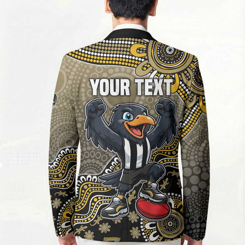 Personalized Magpies Football Mascot Blazer Aboriginal Dot Art Style Vibrant Indigenous Pattern Design