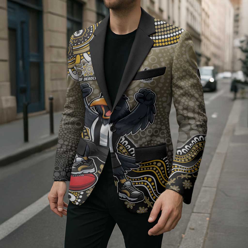 Personalized Magpies Football Mascot Blazer Aboriginal Dot Art Style Vibrant Indigenous Pattern Design