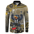 Personalized Magpies Football Mascot Button Sweatshirt Aboriginal Dot Art Style Vibrant Indigenous Pattern Design