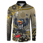 Personalized Magpies Football Mascot Button Sweatshirt Aboriginal Dot Art Style Vibrant Indigenous Pattern Design
