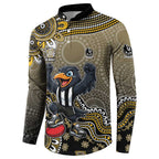 Personalized Magpies Football Mascot Button Sweatshirt Aboriginal Dot Art Style Vibrant Indigenous Pattern Design