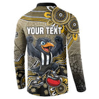 Personalized Magpies Football Mascot Button Sweatshirt Aboriginal Dot Art Style Vibrant Indigenous Pattern Design