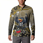 Personalized Magpies Football Mascot Button Sweatshirt Aboriginal Dot Art Style Vibrant Indigenous Pattern Design