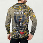 Personalized Magpies Football Mascot Button Sweatshirt Aboriginal Dot Art Style Vibrant Indigenous Pattern Design