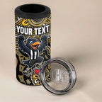 Personalized Magpies Football Mascot 4 in 1 Can Cooler Tumbler Aboriginal Dot Art Style Vibrant Indigenous Pattern Design