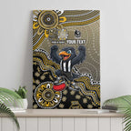 Personalized Magpies Football Mascot Canvas Wall Art Aboriginal Dot Art Style Vibrant Indigenous Pattern Design
