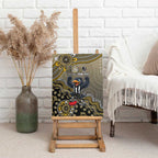 Personalized Magpies Football Mascot Canvas Wall Art Aboriginal Dot Art Style Vibrant Indigenous Pattern Design