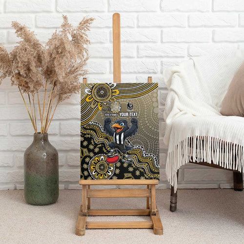Personalized Magpies Football Mascot Canvas Wall Art Aboriginal Dot Art Style Vibrant Indigenous Pattern Design