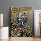 Personalized Magpies Football Mascot Canvas Wall Art Aboriginal Dot Art Style Vibrant Indigenous Pattern Design