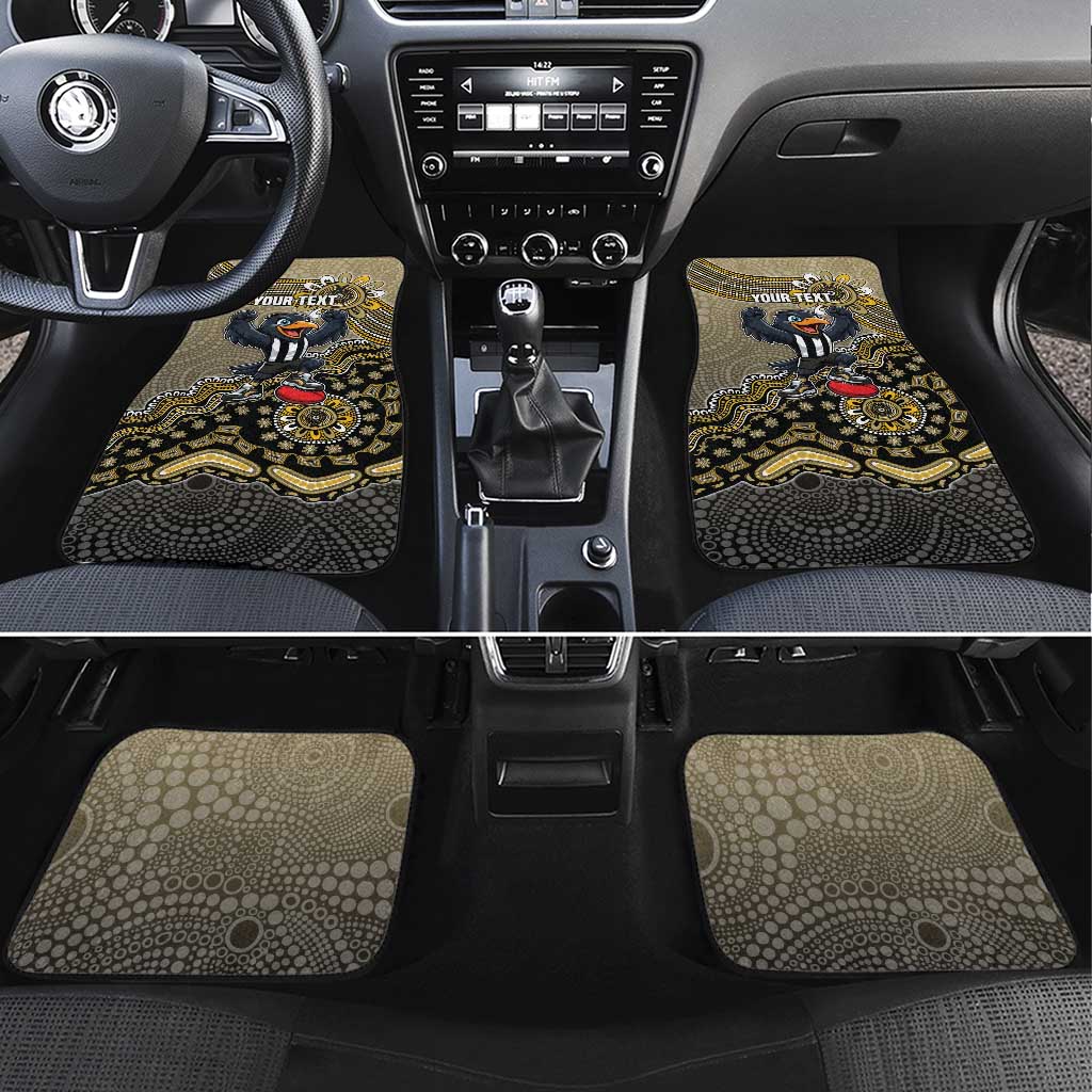 Personalized Magpies Football Mascot Car Mats Aboriginal Dot Art Style Vibrant Indigenous Pattern Design