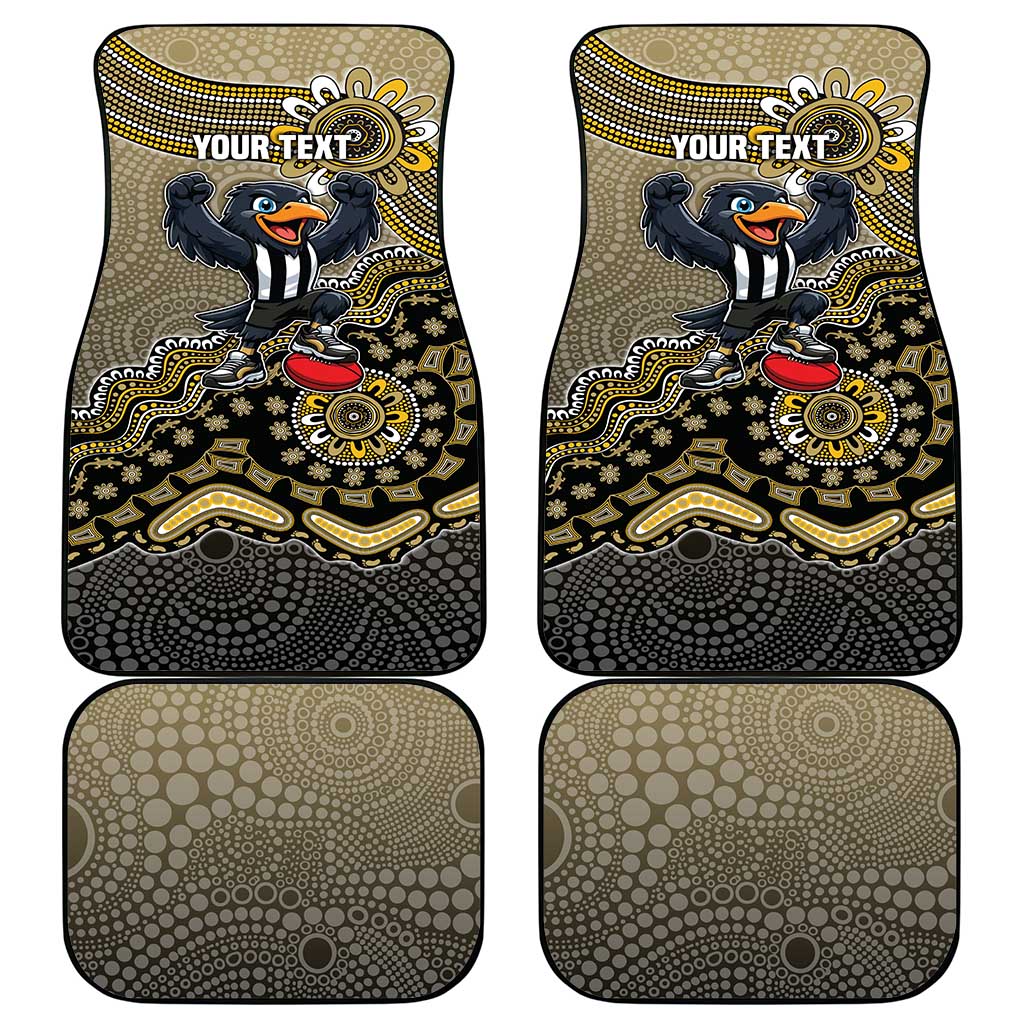 Personalized Magpies Football Mascot Car Mats Aboriginal Dot Art Style Vibrant Indigenous Pattern Design
