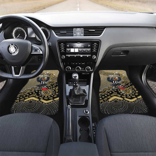 Personalized Magpies Football Mascot Car Mats Aboriginal Dot Art Style Vibrant Indigenous Pattern Design
