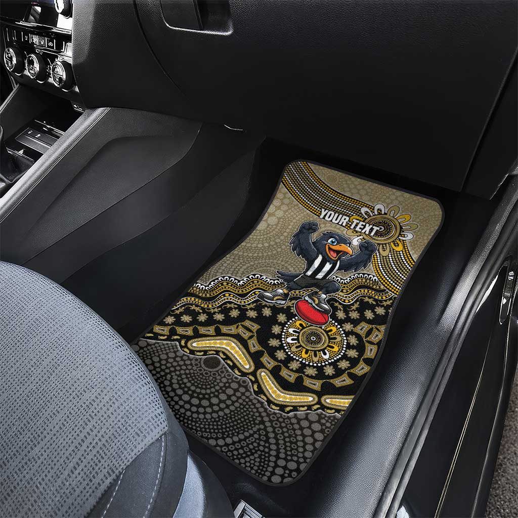 Personalized Magpies Football Mascot Car Mats Aboriginal Dot Art Style Vibrant Indigenous Pattern Design