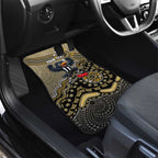 Personalized Magpies Football Mascot Car Mats Aboriginal Dot Art Style Vibrant Indigenous Pattern Design