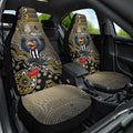 Personalized Magpies Football Mascot Car Seat Cover Aboriginal Dot Art Style Vibrant Indigenous Pattern Design