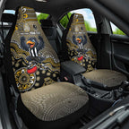 Personalized Magpies Football Mascot Car Seat Cover Aboriginal Dot Art Style Vibrant Indigenous Pattern Design