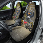 Personalized Magpies Football Mascot Car Seat Cover Aboriginal Dot Art Style Vibrant Indigenous Pattern Design