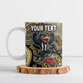 Personalized Magpies Football Mascot Ceramic Mug Aboriginal Dot Art Style Vibrant Indigenous Pattern Design