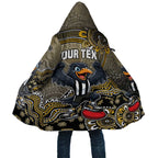 Personalized Magpies Football Mascot Cloak Aboriginal Dot Art Style Vibrant Indigenous Pattern Design