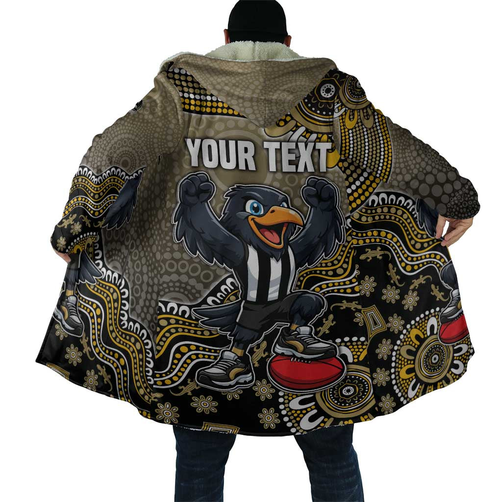 Personalized Magpies Football Mascot Cloak Aboriginal Dot Art Style Vibrant Indigenous Pattern Design