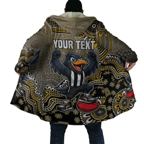 Personalized Magpies Football Mascot Cloak Aboriginal Dot Art Style Vibrant Indigenous Pattern Design