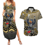 Personalized Magpies Football Mascot Couples Matching Summer Maxi Dress and Hawaiian Shirt Aboriginal Dot Art Style Vibrant Indigenous Pattern Design