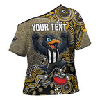 Personalized Magpies Football Mascot Cross Shoulder Shirt Aboriginal Dot Art Style Vibrant Indigenous Pattern Design