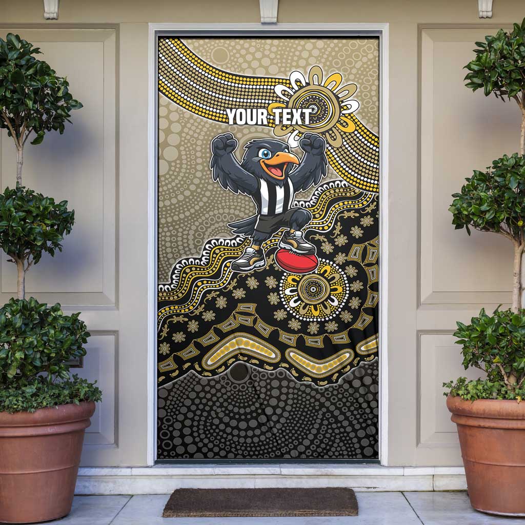 Personalized Magpies Football Mascot Door Cover Aboriginal Dot Art Style Vibrant Indigenous Pattern Design