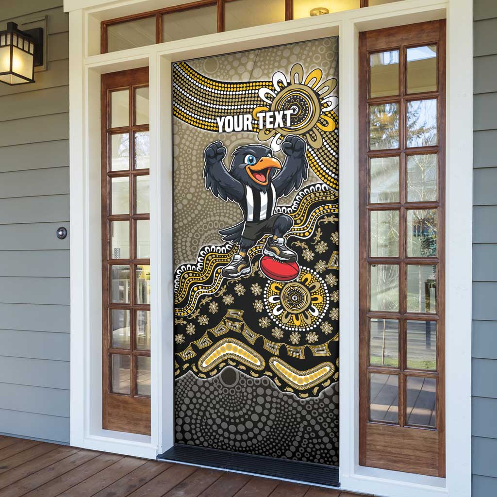 Personalized Magpies Football Mascot Door Cover Aboriginal Dot Art Style Vibrant Indigenous Pattern Design