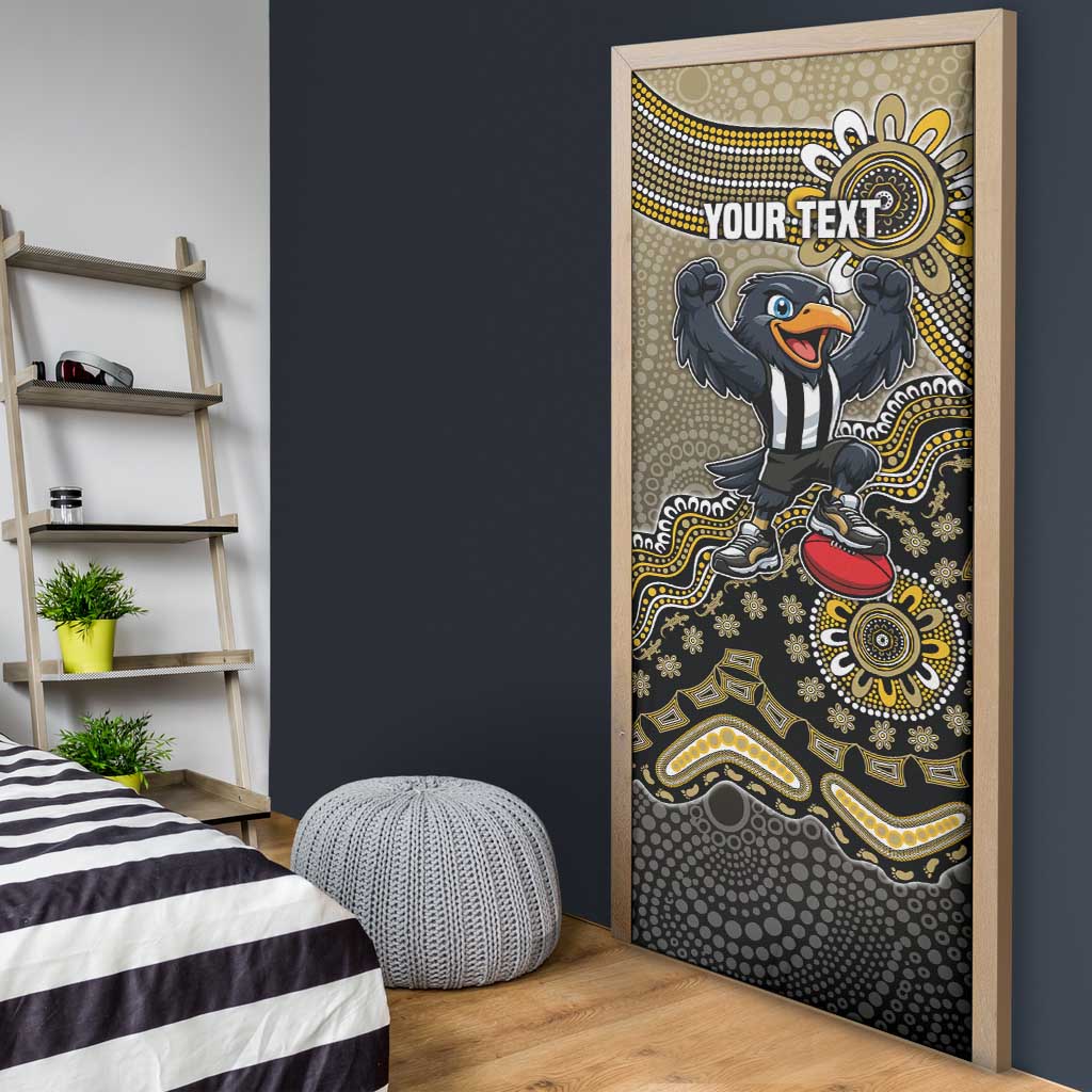 Personalized Magpies Football Mascot Door Cover Aboriginal Dot Art Style Vibrant Indigenous Pattern Design