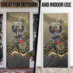 Personalized Magpies Football Mascot Door Cover Aboriginal Dot Art Style Vibrant Indigenous Pattern Design