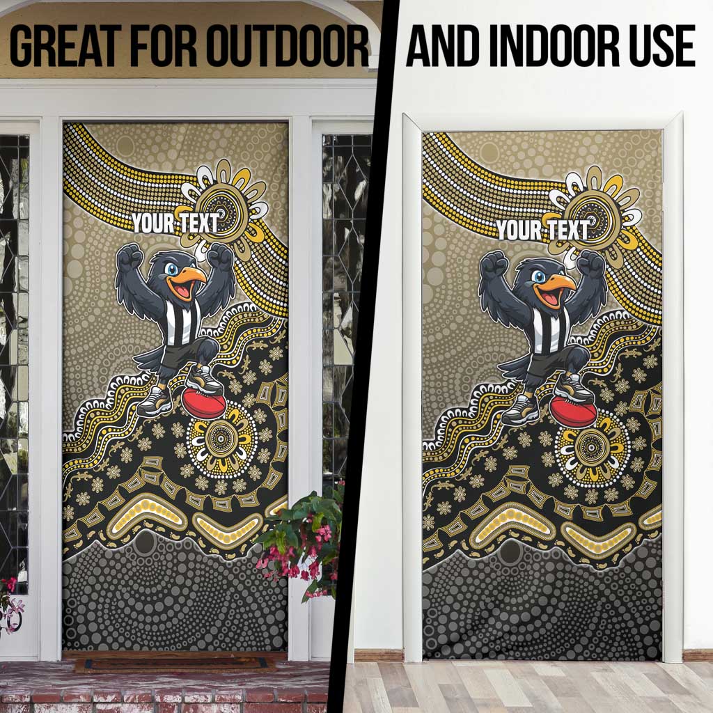 Personalized Magpies Football Mascot Door Cover Aboriginal Dot Art Style Vibrant Indigenous Pattern Design