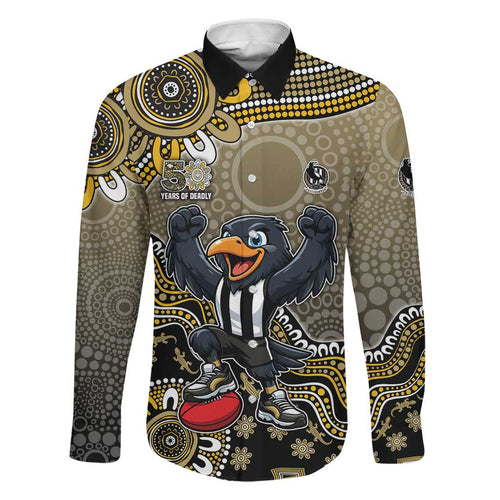 Personalized Magpies Football Mascot Family Matching Long Sleeve Bodycon Dress and Hawaiian Shirt Aboriginal Dot Art Style Vibrant Indigenous Pattern Design