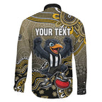 Personalized Magpies Football Mascot Family Matching Mermaid Dress and Hawaiian Shirt Aboriginal Dot Art Style Vibrant Indigenous Pattern Design