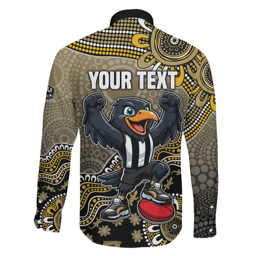 Personalized Magpies Football Mascot Family Matching Mermaid Dress and Hawaiian Shirt Aboriginal Dot Art Style Vibrant Indigenous Pattern Design