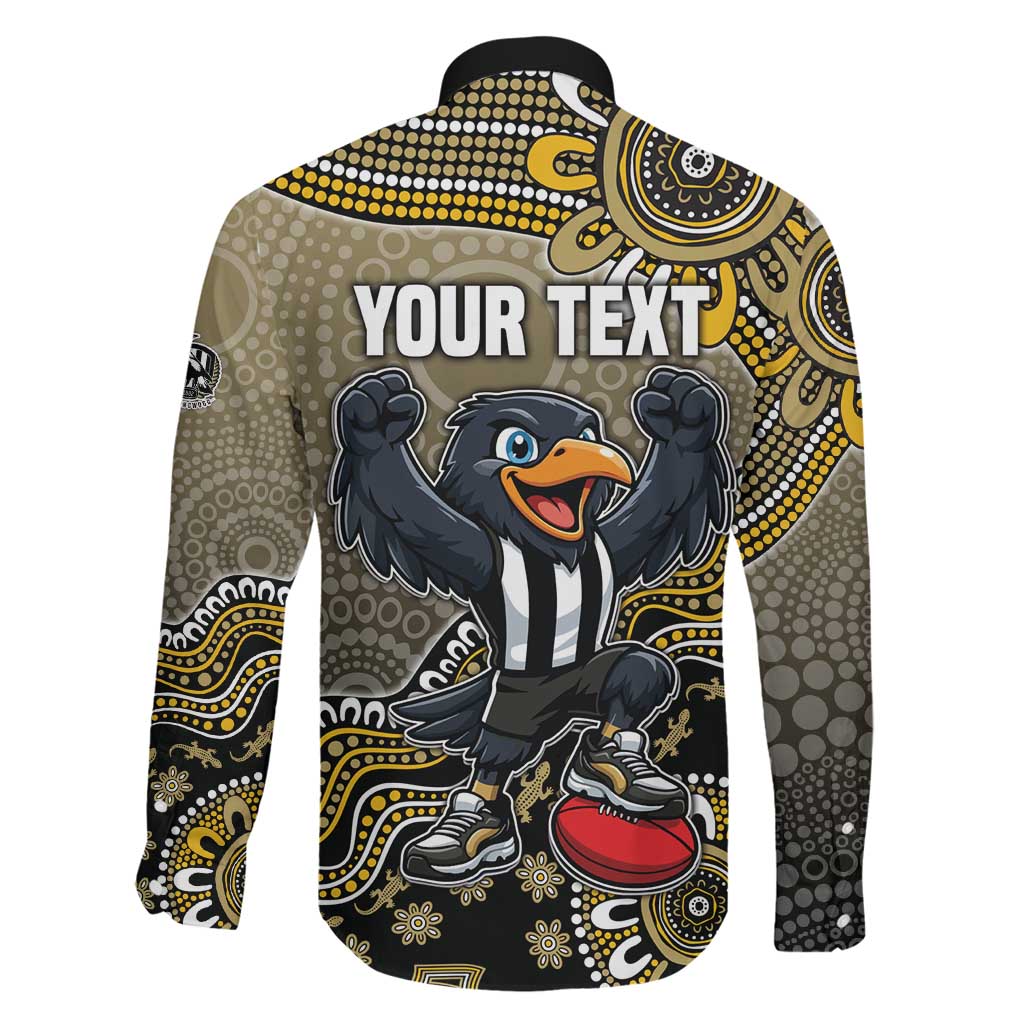 Personalized Magpies Football Mascot Family Matching Off The Shoulder Long Sleeve Dress and Hawaiian Shirt Aboriginal Dot Art Style Vibrant Indigenous Pattern Design