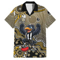 Personalized Magpies Football Mascot Family Matching Short Sleeve Bodycon Dress and Hawaiian Shirt Aboriginal Dot Art Style Vibrant Indigenous Pattern Design