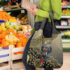 Personalized Magpies Football Mascot Grocery Bag Aboriginal Dot Art Style Vibrant Indigenous Pattern Design