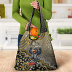 Personalized Magpies Football Mascot Grocery Bag Aboriginal Dot Art Style Vibrant Indigenous Pattern Design
