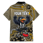 Personalized Magpies Football Mascot Hawaiian Shirt Aboriginal Dot Art Style Vibrant Indigenous Pattern Design