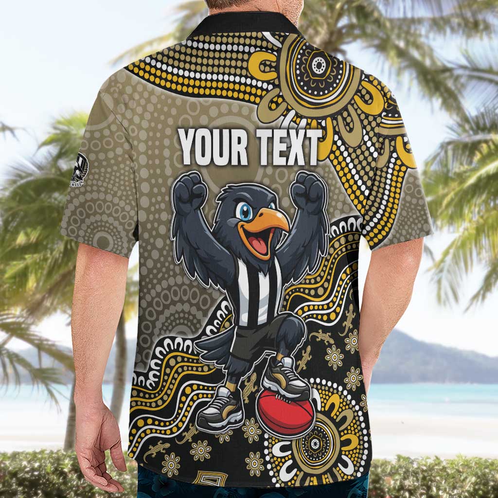 Personalized Magpies Football Mascot Hawaiian Shirt Aboriginal Dot Art Style Vibrant Indigenous Pattern Design