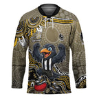 Personalized Magpies Football Mascot Hockey Jersey Aboriginal Dot Art Style Vibrant Indigenous Pattern Design