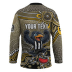 Personalized Magpies Football Mascot Hockey Jersey Aboriginal Dot Art Style Vibrant Indigenous Pattern Design