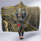 Personalized Magpies Football Mascot Hooded Blanket Aboriginal Dot Art Style Vibrant Indigenous Pattern Design