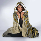 Personalized Magpies Football Mascot Hooded Blanket Aboriginal Dot Art Style Vibrant Indigenous Pattern Design