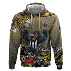 Personalized Magpies Football Mascot Hoodie Aboriginal Dot Art Style Vibrant Indigenous Pattern Design