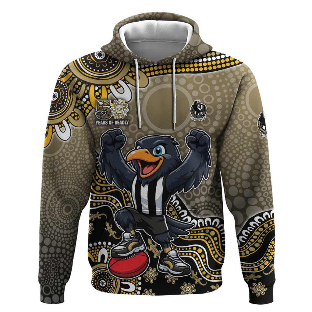 Personalized Magpies Football Mascot Hoodie Aboriginal Dot Art Style Vibrant Indigenous Pattern Design